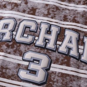 Concert Outfit Graphic Lettering Striped Oversized T-Shirt