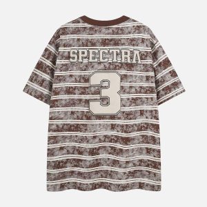 Concert Outfit Graphic Lettering Striped Oversized T-Shirt
