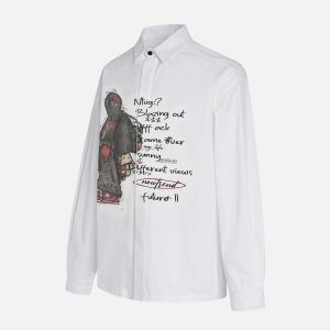 Concert Outfit Graphic Portrait Print Long-Sleeve Shirt
