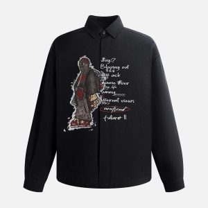 Concert Outfit Graphic Portrait Print Long-Sleeve Shirt
