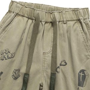 Concert Outfit Graphic Print Drawstring Shorts