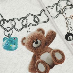 Concert Outfit Grunge Bear Graphic Washed Hoodie