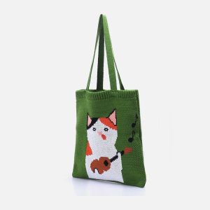 Concert Outfit Guitar Cat' Graphic Knitting Bag