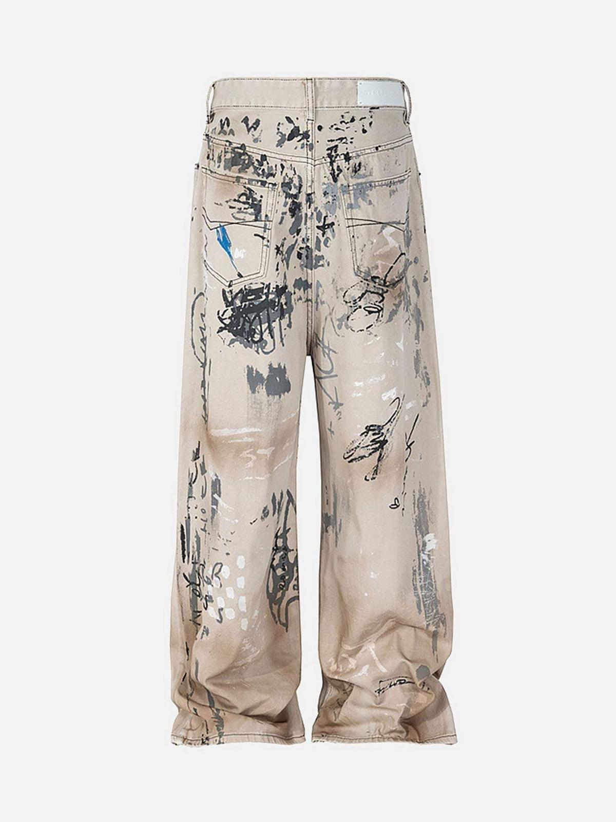 Concert Outfit Hand-Painted Graffiti Baggy Jeans Concert Outfit Hand-Painted Graffiti Baggy Jeans
