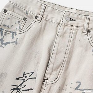 Concert Outfit Hand-Painted Graffiti Baggy Jeans