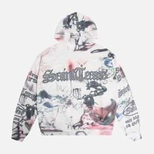 Concert Outfit Hand-Painted Ink Graffiti Hoodie