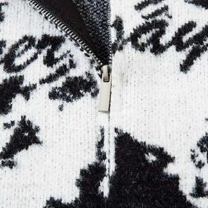 Concert Outfit Hand-Painted Slogan Butterfly Jacquard Cardigan