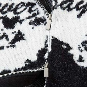 Concert Outfit Hand-Painted Slogan Butterfly Jacquard Cardigan