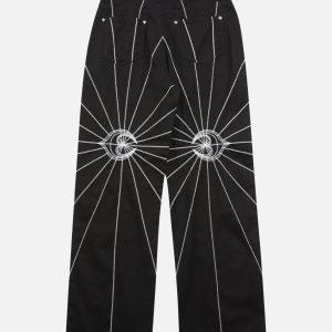 Concert Outfit Heavy Spider Web Embroidered Topstitch Jeans