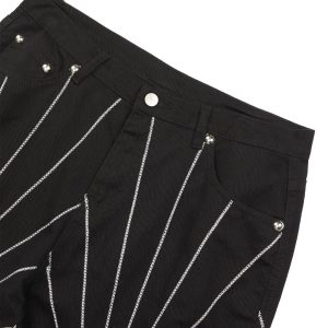 Concert Outfit Heavy Spider Web Embroidered Topstitch Jeans