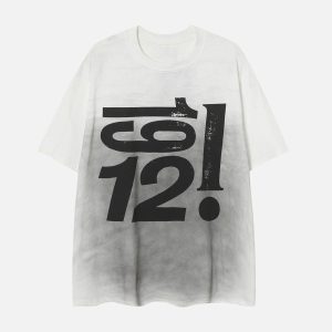 Concert Outfit Heavy Washed Distressed Dirty Print Letter T-Shirt