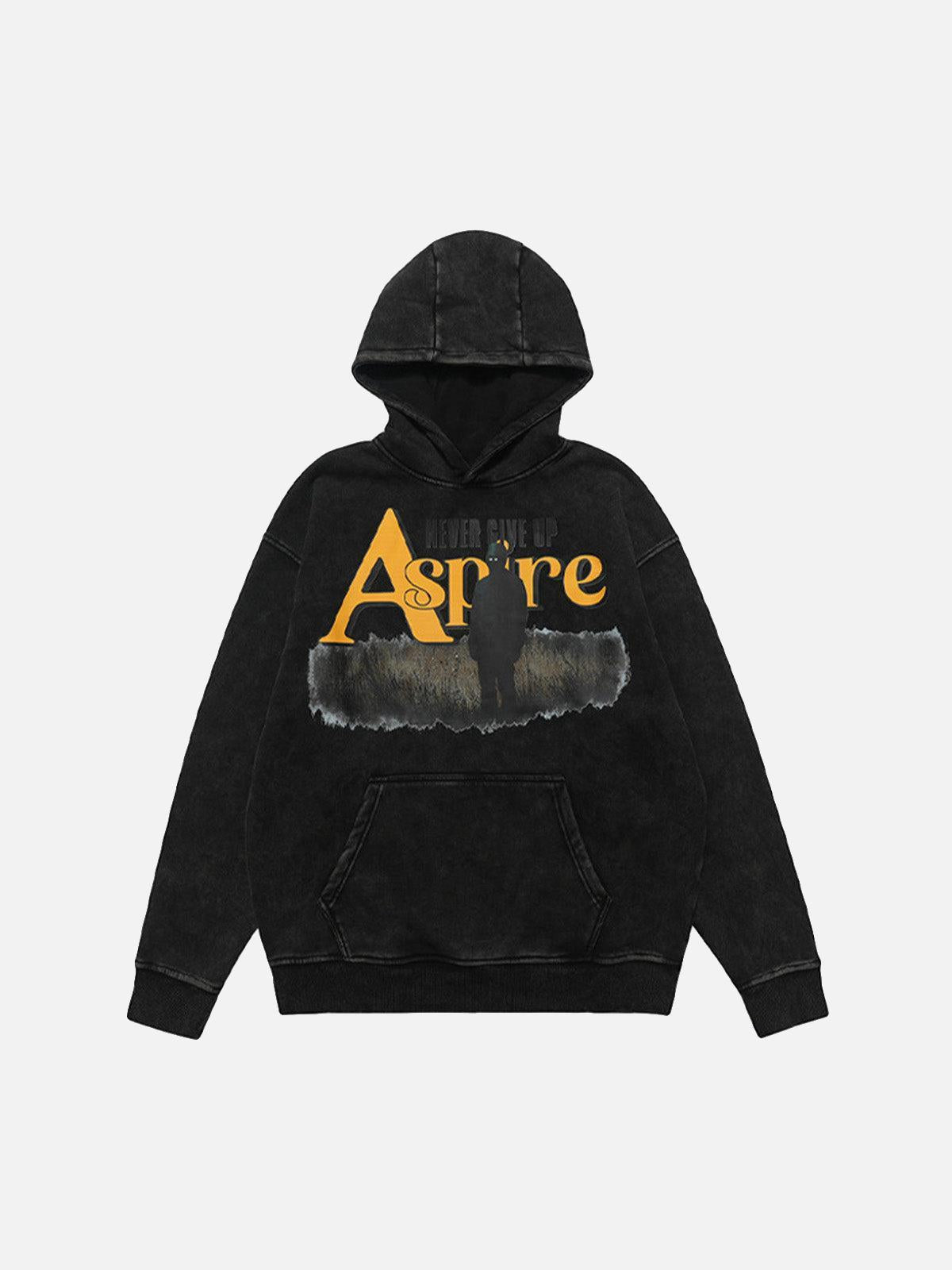 Concert Outfit Heavy Washed Letter Portrait Print Fleece Hoodie Concert Outfit Heavy Washed Letter Portrait Print Fleece Hoodie