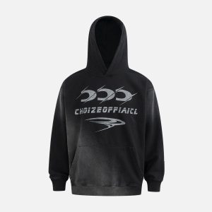 Concert Outfit Heavy Washed Letter Print Hoodie