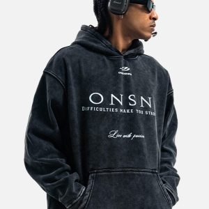 Concert Outfit Heavy Washed Print Fleece Hoodie