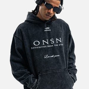Concert Outfit Heavy Washed Print Fleece Hoodie