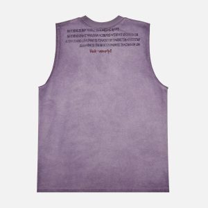 Concert Outfit Heavy Worker Washed And Broken Retro Font Vest
