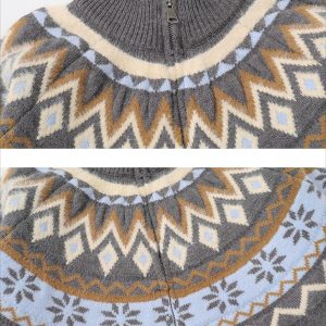 Concert Outfit High-Neck knitwear Diamond Weave Jacquard Sweater