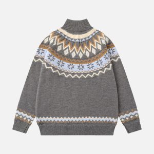 Concert Outfit High-Neck knitwear Diamond Weave Jacquard Sweater