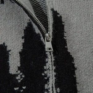 Concert Outfit High Street Abstract Pattern Zipper Stand Collar Cardigan