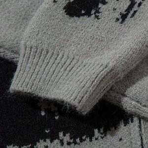 Concert Outfit High Street Abstract Pattern Zipper Stand Collar Cardigan