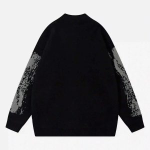 Concert Outfit High Street Abstract Pattern Zipper Stand Collar Cardigan