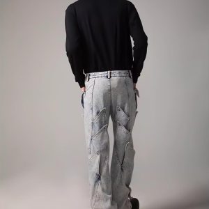 Concert Outfit High Street Deconstructed Washed Jeans