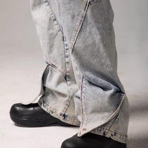 Concert Outfit High Street Deconstructed Washed Jeans