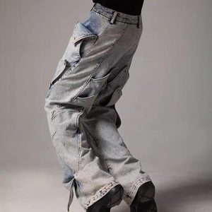 Concert Outfit High Street Deconstructed Washed Jeans