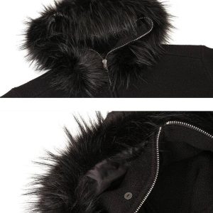 Concert Outfit High Street Detachable Fur Collar Half-Zipped Sweater