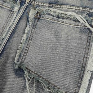 Concert Outfit High Street Distressed Raw Edge Jeans