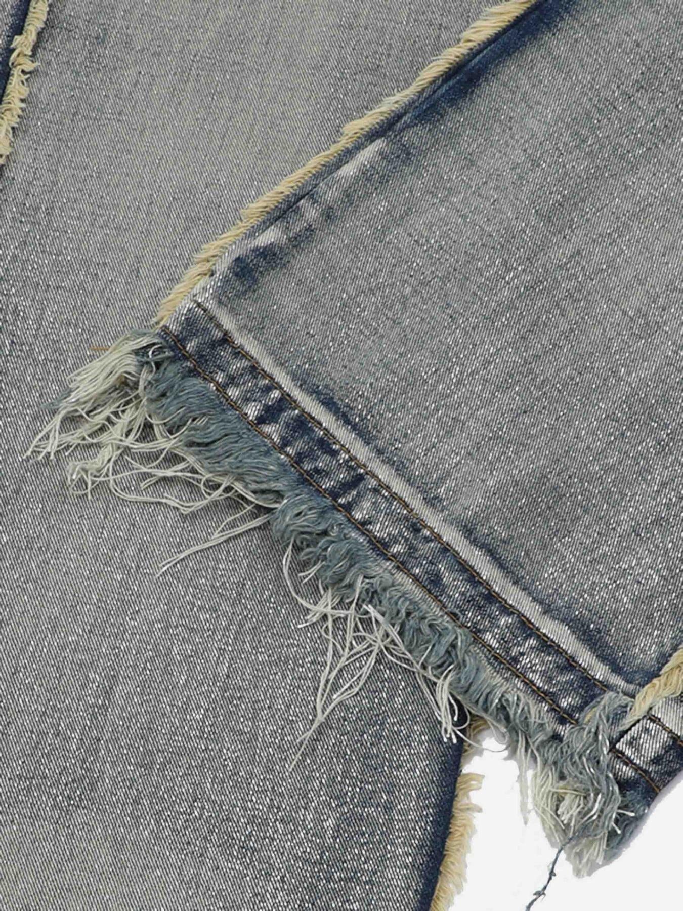 Concert Outfit High Street Distressed Raw Edge Jeans Concert Outfit High Street Distressed Raw Edge Jeans