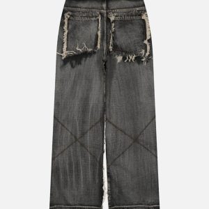 Concert Outfit High Street Distressed Raw Edge Jeans