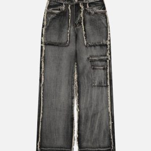 Concert Outfit High Street Distressed Raw Edge Jeans