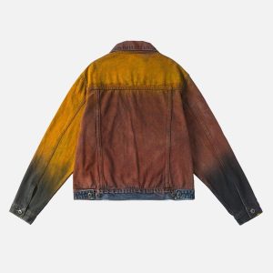 Concert Outfit High Street Distressed Spray-Painted Denim Jacket