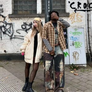 Concert Outfit High Street Distressed Washed Printed Jeans