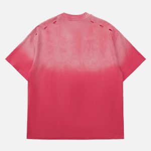 Concert Outfit High Street Gradient Design Hole T-Shirt