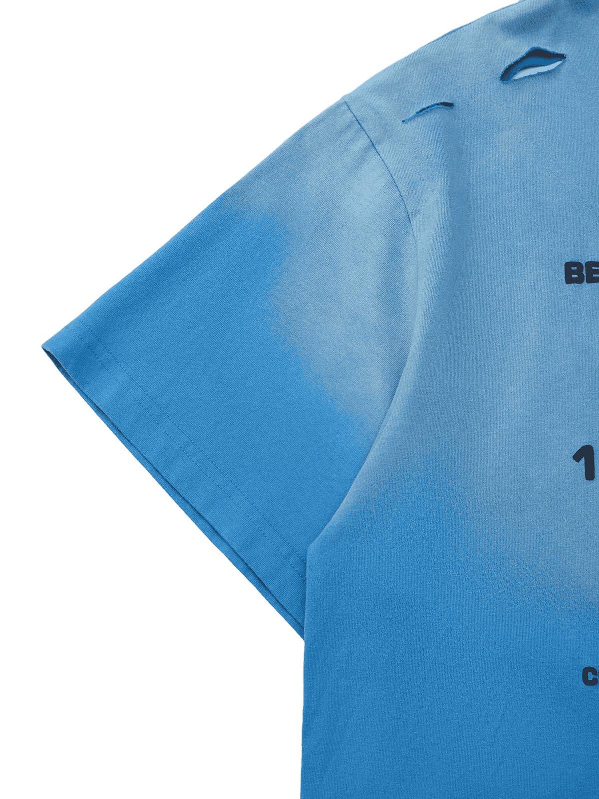 Concert Outfit High Street Gradient Design Hole T-Shirt Concert Outfit High Street Gradient Design Hole T-Shirt