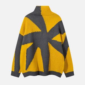 Concert Outfit High Street High-Neck Spiral Jacquard Sweater