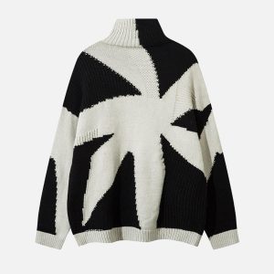 Concert Outfit High Street High-Neck Spiral Jacquard Sweater
