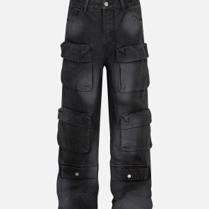 Concert Outfit High Street Hip-Hop Distressed Washed Work Jeans