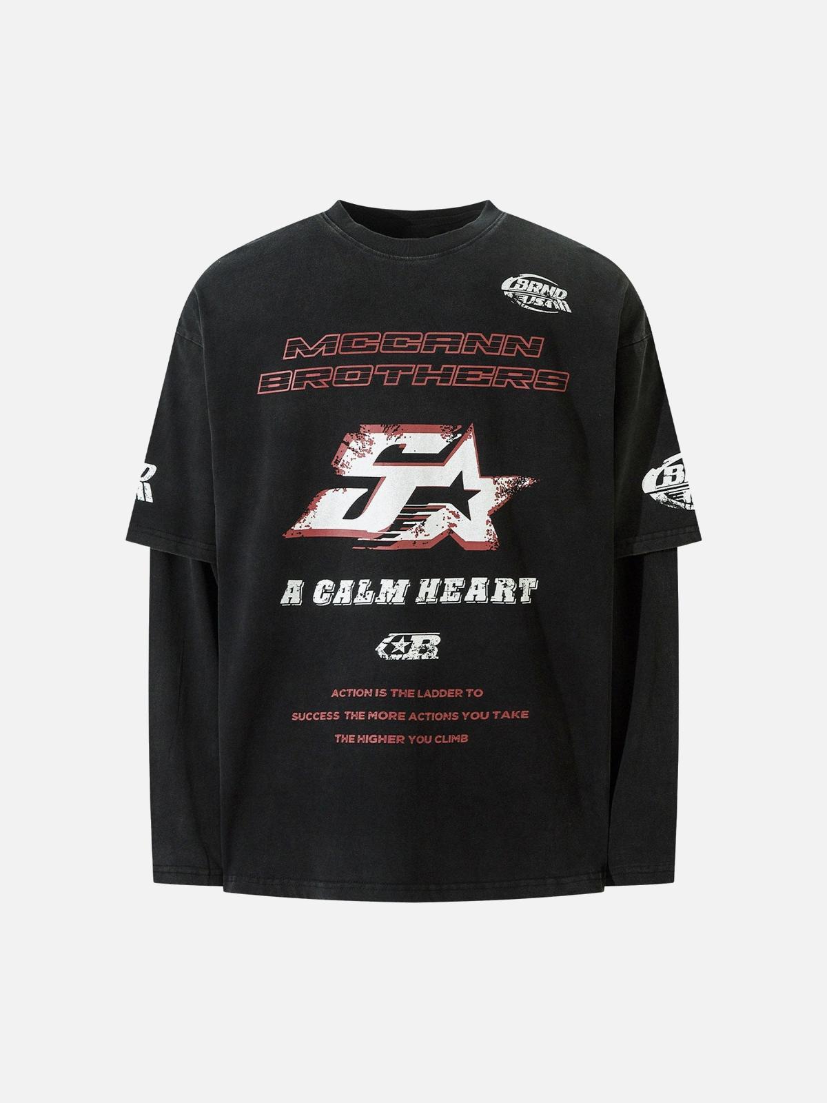 Concert Outfit High Street Hip-Hop Patchwork Long-Sleeved T-Shirt Concert Outfit High Street Hip-Hop Patchwork Long-Sleeved T-Shirt