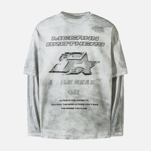 Concert Outfit High Street Hip-Hop Patchwork Long-Sleeved T-Shirt