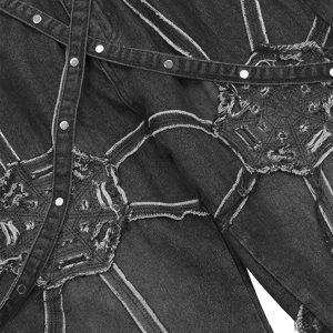Concert Outfit High Street Hip-Hop Spider Web Denim Pants