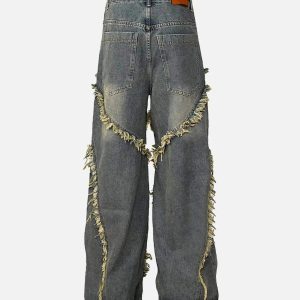 Concert Outfit High Street Hip Hop Washed Distressed Jeans