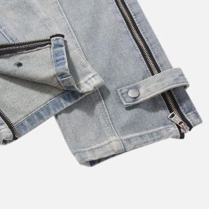 Concert Outfit High Street Hip-Hop Zipper Straight Jeans