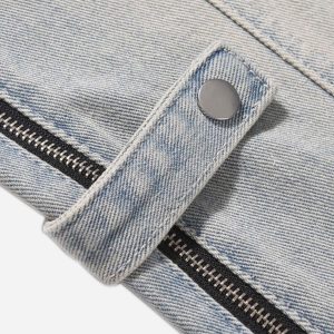 Concert Outfit High Street Hip-Hop Zipper Straight Jeans