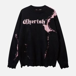 Concert Outfit High Street Irregular Color-Blocking Patchwork Sweater