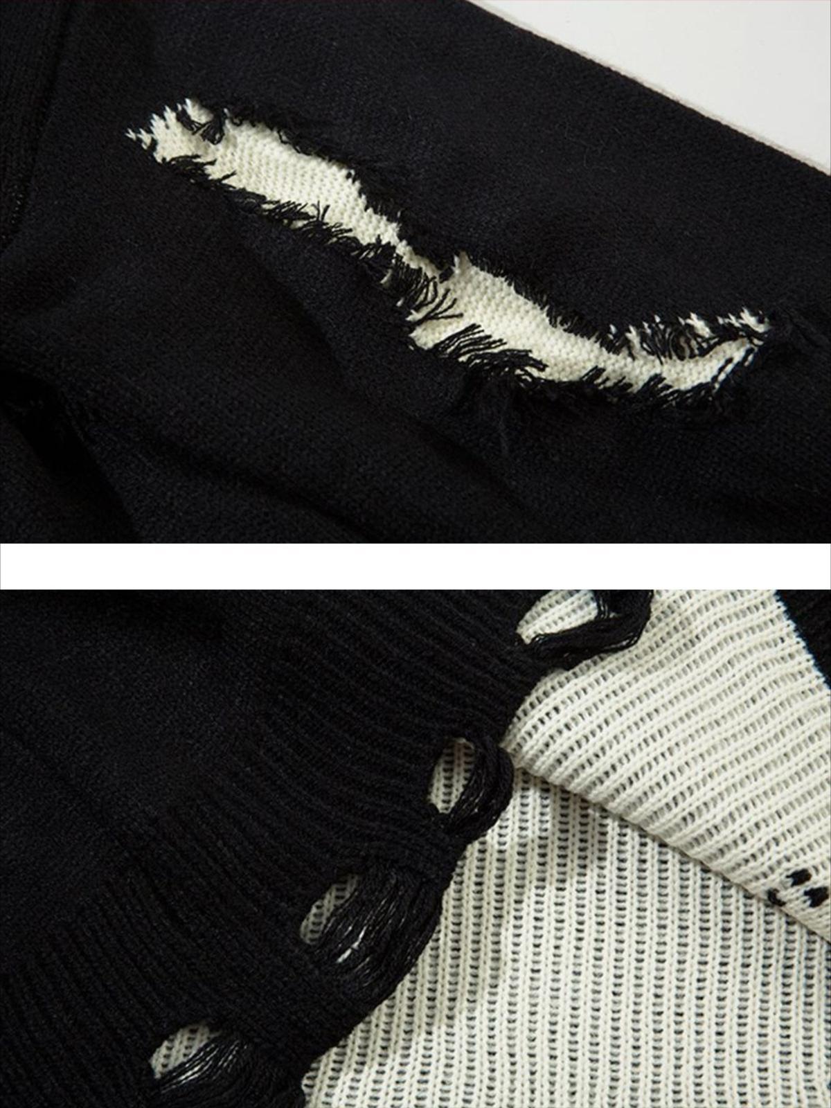 Concert Outfit High Street Irregular Color-Blocking Patchwork Sweater Concert Outfit High Street Irregular Color-Blocking Patchwork Sweater