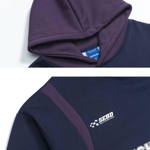 Concert Outfit High Street Letter Print Collision Color Hoodie