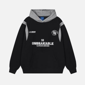 Concert Outfit High Street Letter Print Collision Color Hoodie